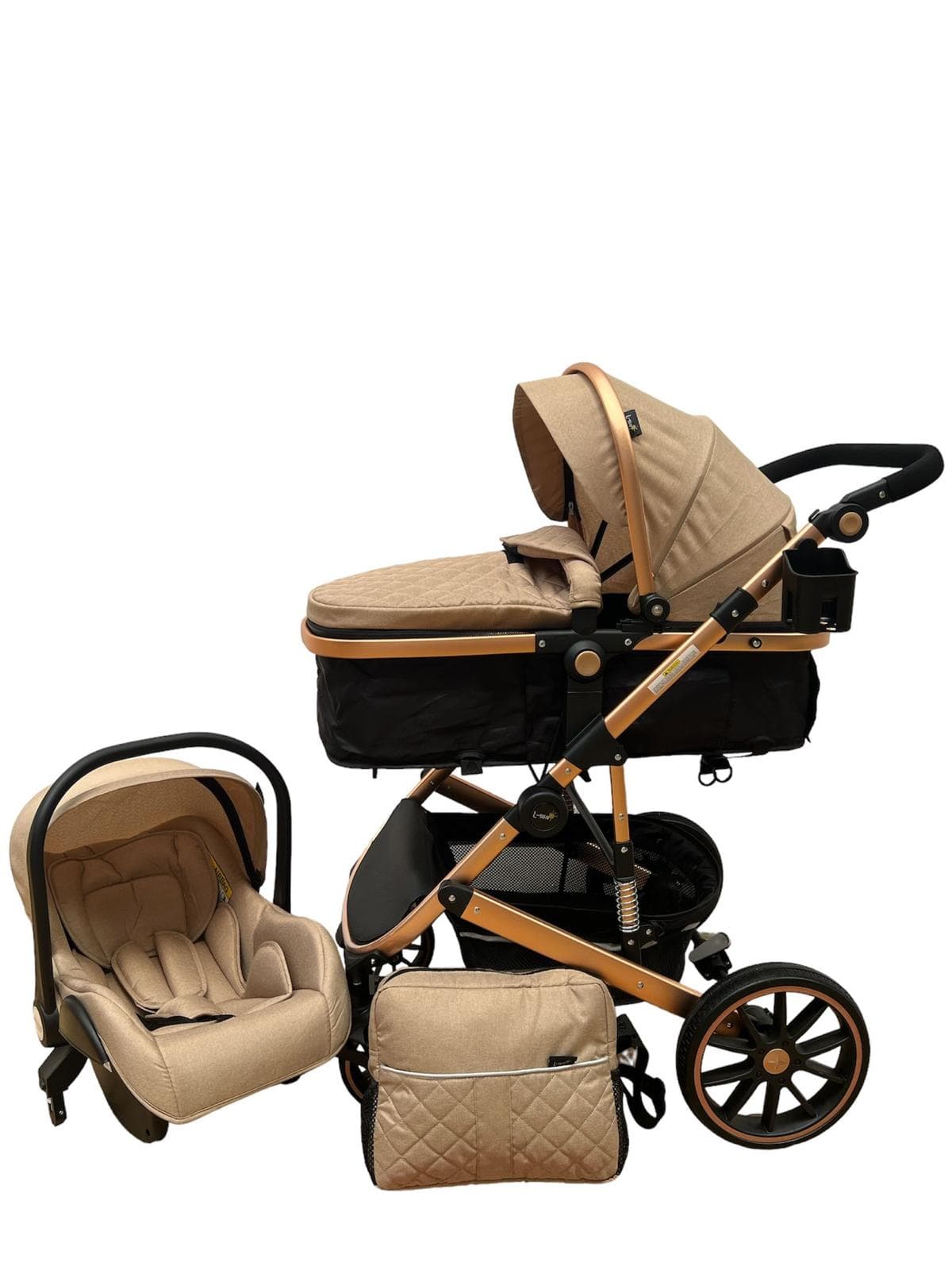 Fotografie produs: Carucior 3 in 1 cu suspensii, Landoul Reversibil, bej 0 - 36 luni-Concept E Efrall - Multicolor